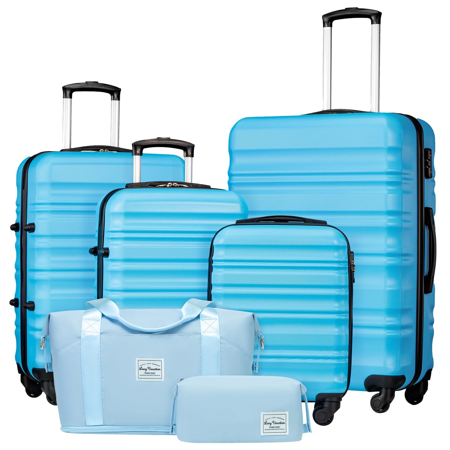 LONG VACATION Luggage Set 4 Piece Luggage Set ABS hardshell TSA Lock Spinner Wheels Luggage Carry on Suitcase