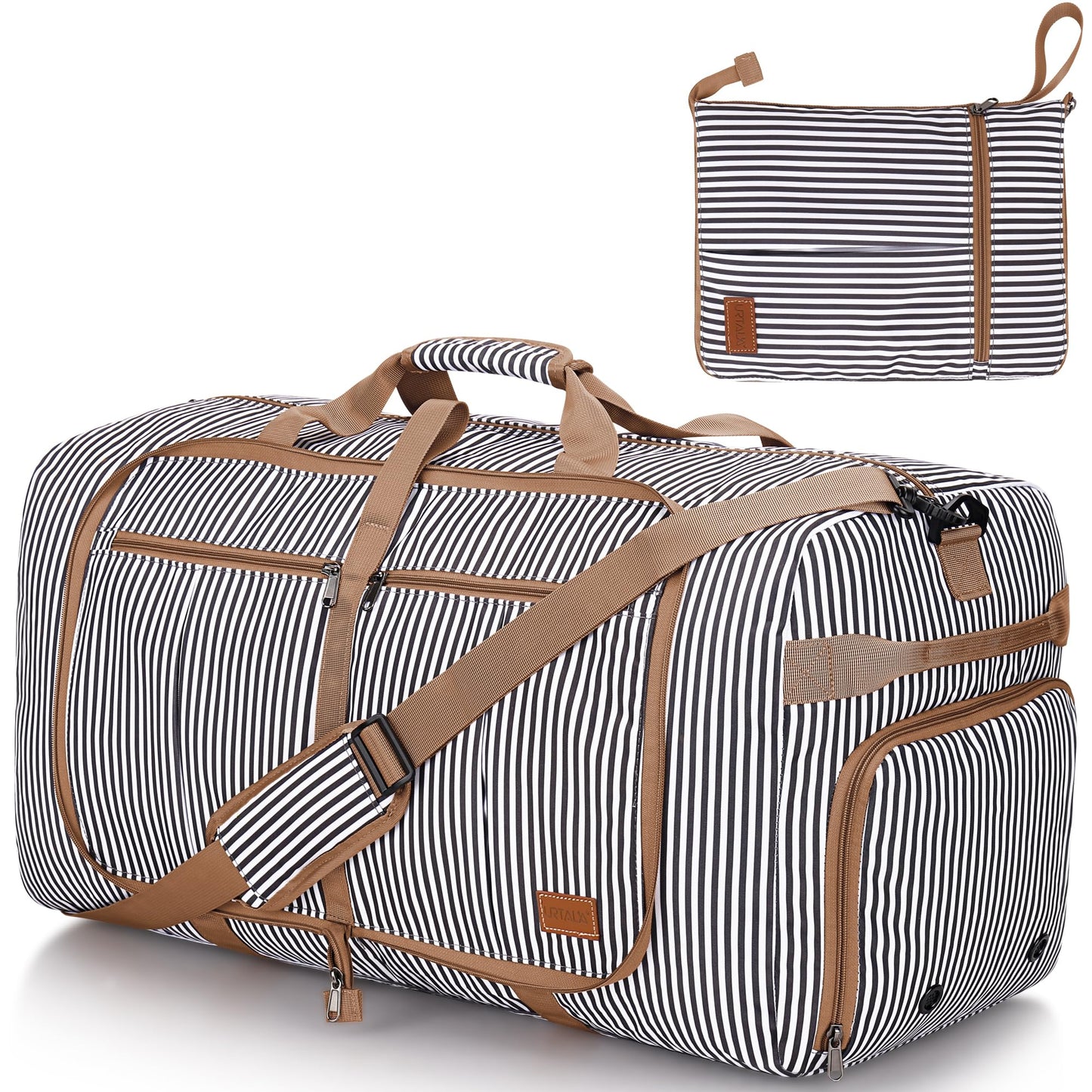 Urtala Travel Duffel Bag for Women & Men, Large Foldable Overnight Weekender Bag with Shoes Compartment & Shoulder Strap, Lightweight Waterproof Luggage Bag