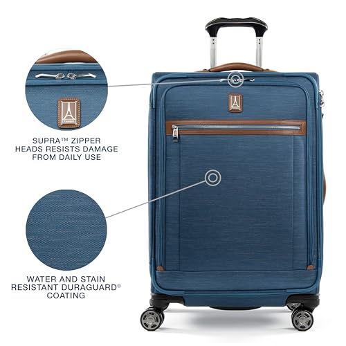 Travelpro Platinum Elite Softside Expandable Checked Luggage, 8 Wheel Spinner Large Suitcase, TSA Lock, Men and Women