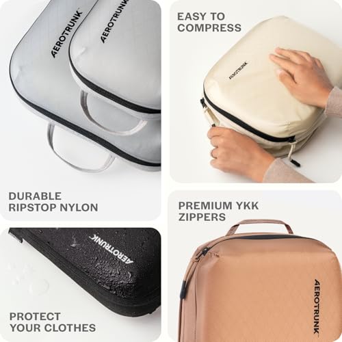 Aerotrunk Ultralight Compression Packing Cubes - Lightweight Travel Organizers for Suitcases and Luggage