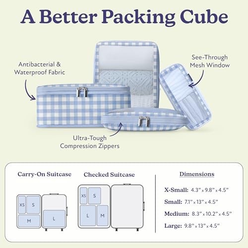 VANDEL Space-Saving Compression Packing Cubes for Women, Men, Compressible Carry On Suit Case Organizer Luggage Packing Cubes for Travel Organizer Bags for Luggage and Backpacks, Suitcase Cube