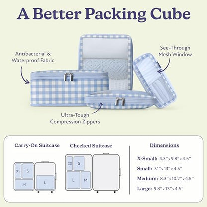 VANDEL Space-Saving Compression Packing Cubes for Women, Men, Compressible Carry On Suit Case Organizer Luggage Packing Cubes for Travel Organizer Bags for Luggage and Backpacks, Suitcase Cube