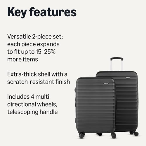 Amazon Basics Hardside Spinner, Carry-On, Expandable Suitcase Luggage with Wheels