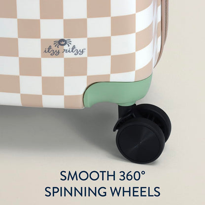 Itzy Ritzy Toddler Suitcase with Adjustable Handle, 360-Degree Spinner Wheels, 2 Interior Compartments and Hard Shell Design