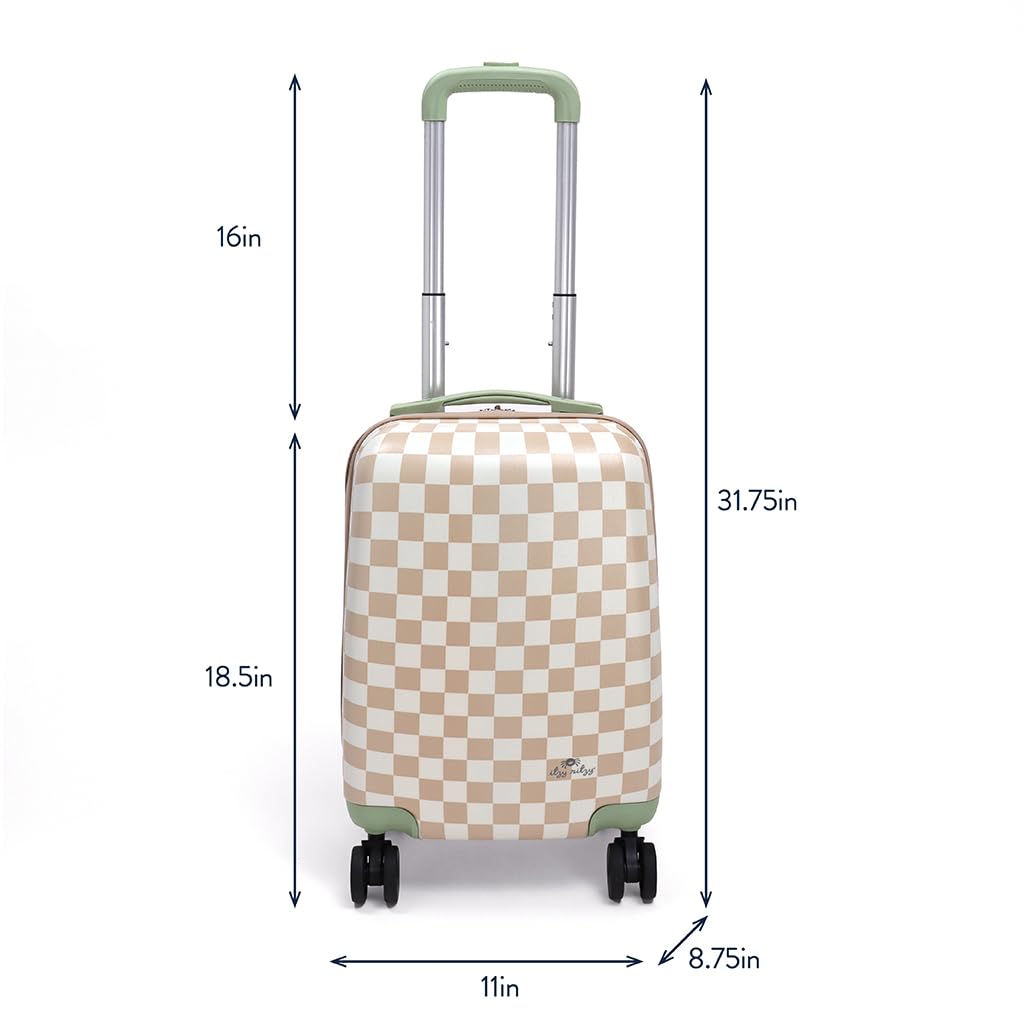 Itzy Ritzy Toddler Suitcase with Adjustable Handle, 360-Degree Spinner Wheels, 2 Interior Compartments and Hard Shell Design