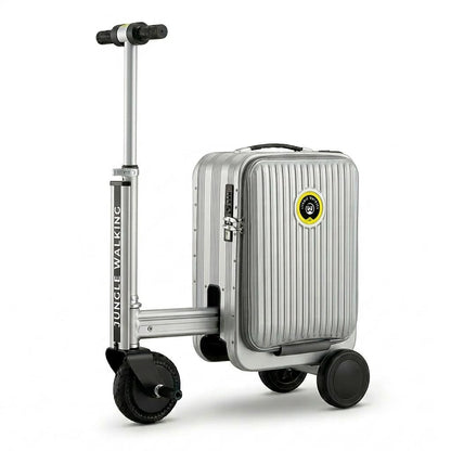 Silver Rideable Suitcase for Adults & Kids, 20" Carry On Electric Luggage with 250W Motor, 8 MPH, 5 Miles Range, Removable Battery, TSA Lock, USB Charging, Max Load 240 lbs