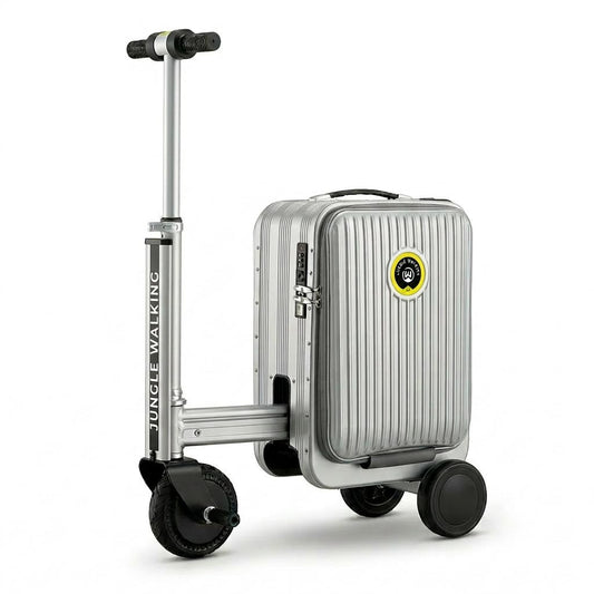 Silver Rideable Suitcase for Adults & Kids, 20" Carry On Electric Luggage with 250W Motor, 8 MPH, 5 Miles Range, Removable Battery, TSA Lock, USB Charging, Max Load 240 lbs