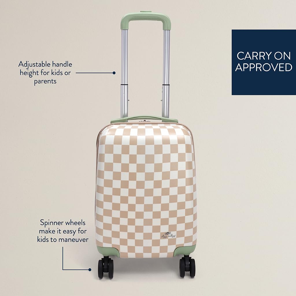 Itzy Ritzy Toddler Suitcase with Adjustable Handle, 360-Degree Spinner Wheels, 2 Interior Compartments and Hard Shell Design