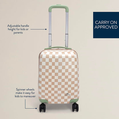 Itzy Ritzy Toddler Suitcase with Adjustable Handle, 360-Degree Spinner Wheels, 2 Interior Compartments and Hard Shell Design
