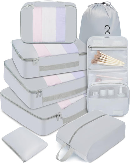 BAGAIL 6 Set/8 Set/10 Set Packing Cubes Various Sizes Packing Organizer for Travel Accessories Luggage Carry On Suitcase