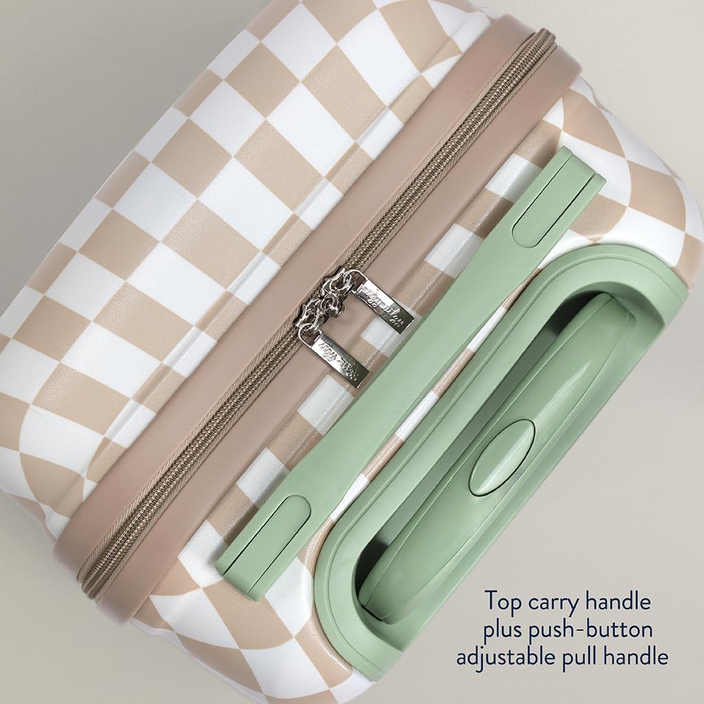 Itzy Ritzy Toddler Suitcase with Adjustable Handle, 360-Degree Spinner Wheels, 2 Interior Compartments and Hard Shell Design