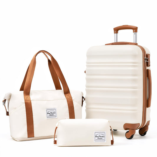 LONG VACATION Luggage Set 4 Piece Luggage Set ABS hardshell TSA Lock Spinner Wheels Luggage Carry on Suitcase