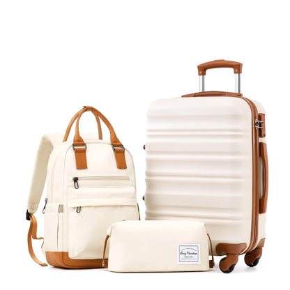 LONG VACATION Luggage Set 4 Piece Luggage Set ABS hardshell TSA Lock Spinner Wheels Luggage Carry on Suitcase