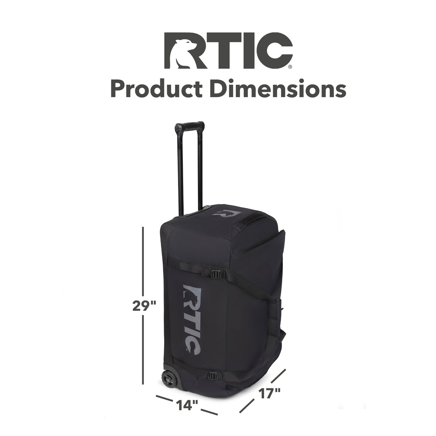 RTIC Road Trip Rolling Duffle Bag with Wheels for Men and Women, Traveling Tote for Camp, Travel, Gym, Weekender, Camping, Overnight Carry On, Sports, Spacious, Water Resistant