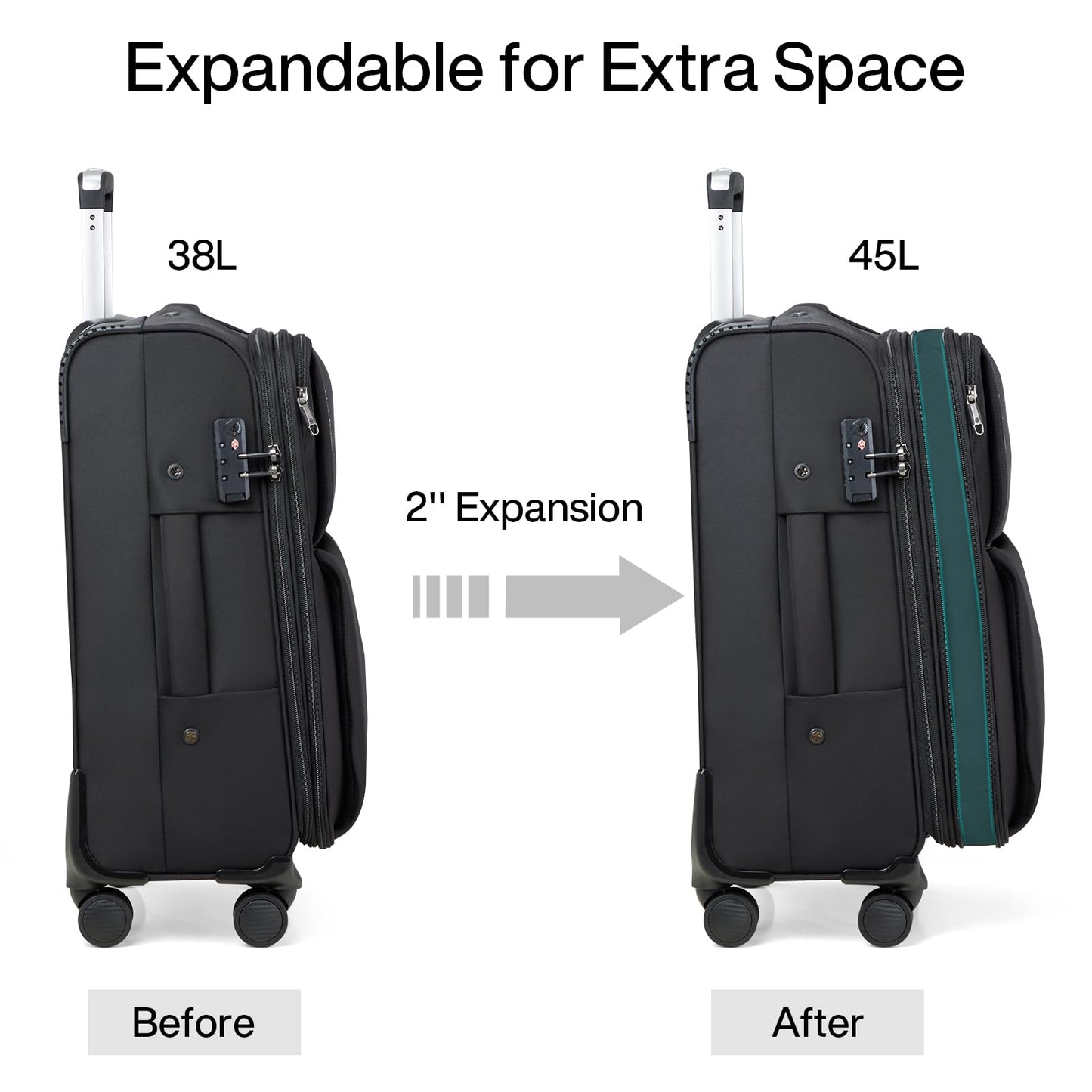 Hanke Softside Expandable Luggage 16/20/24/28 Inch Carry On Luggage for Travel Checked Luggage Suitcases with Wheels TSA Luggage Large Suitcase