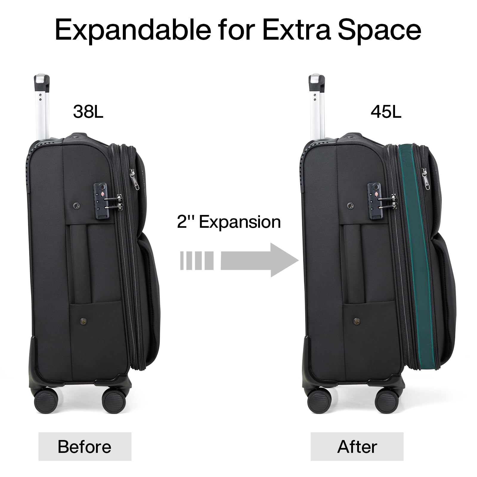 Hanke Softside Expandable Luggage 16/20/24/28 Inch Carry On Luggage for Travel Checked Luggage Suitcases with Wheels TSA Luggage Large Suitcase