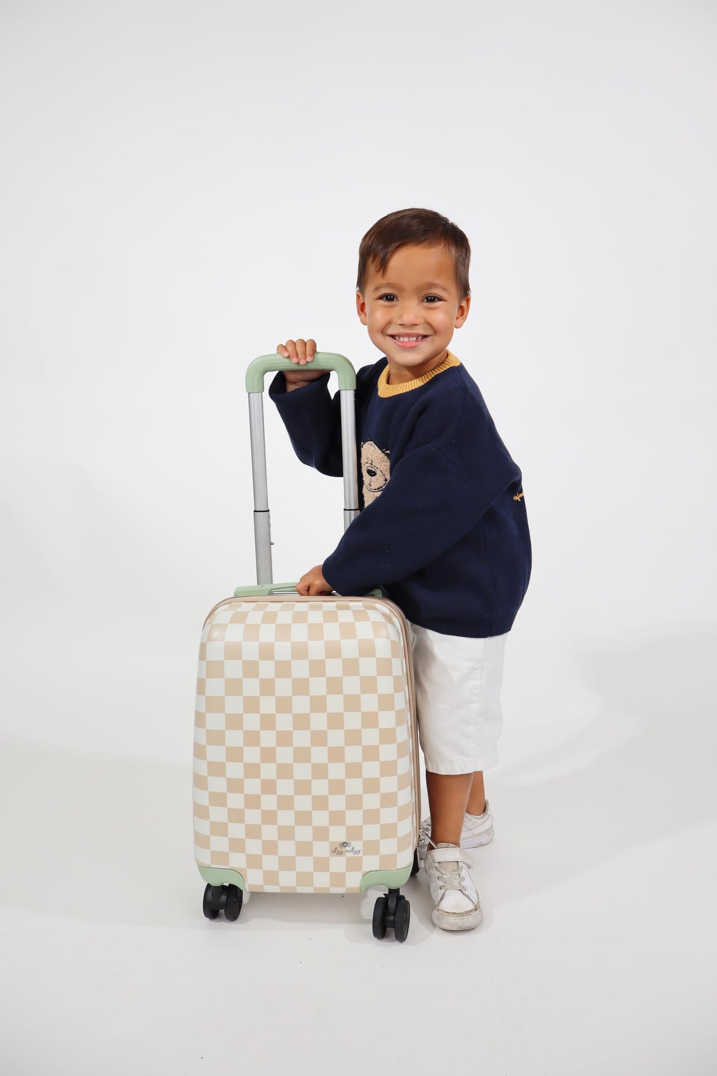 Itzy Ritzy Toddler Suitcase with Adjustable Handle, 360-Degree Spinner Wheels, 2 Interior Compartments and Hard Shell Design