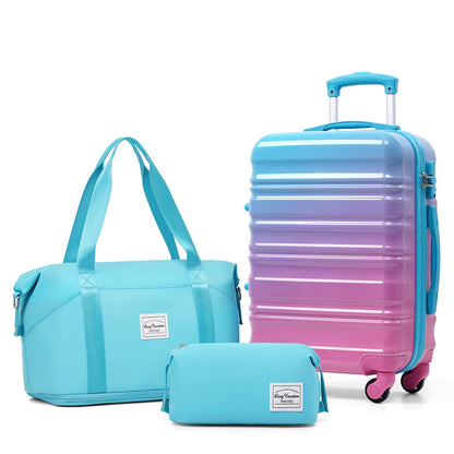 LONG VACATION Luggage Set 4 Piece Luggage Set ABS hardshell TSA Lock Spinner Wheels Luggage Carry on Suitcase