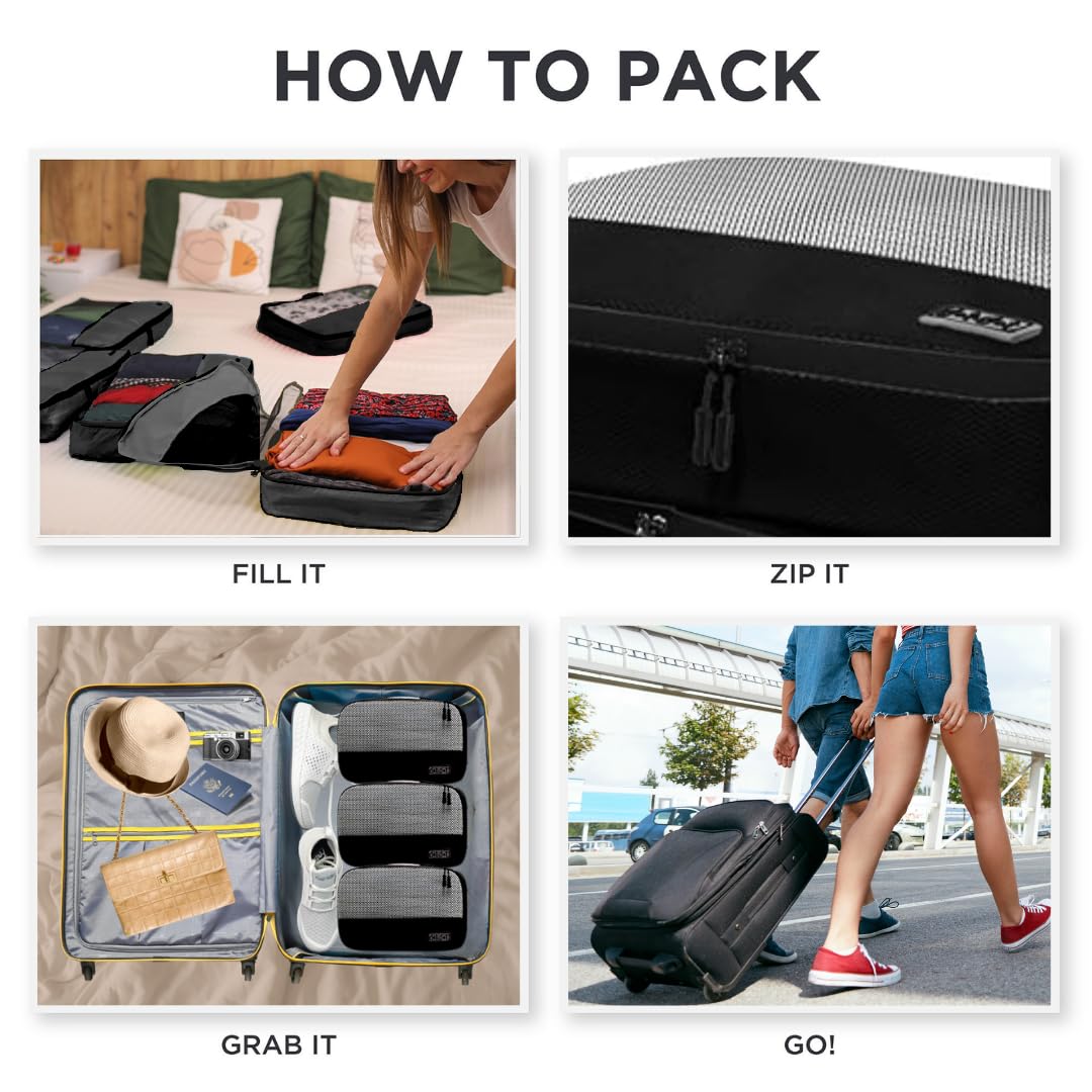 Packing Cubes for Suitcases - 5 Pcs set of Packing Cubes for Travel Carry on Suitcase Organizer Bags - Travel Cubes Organizer Bags for Luggage