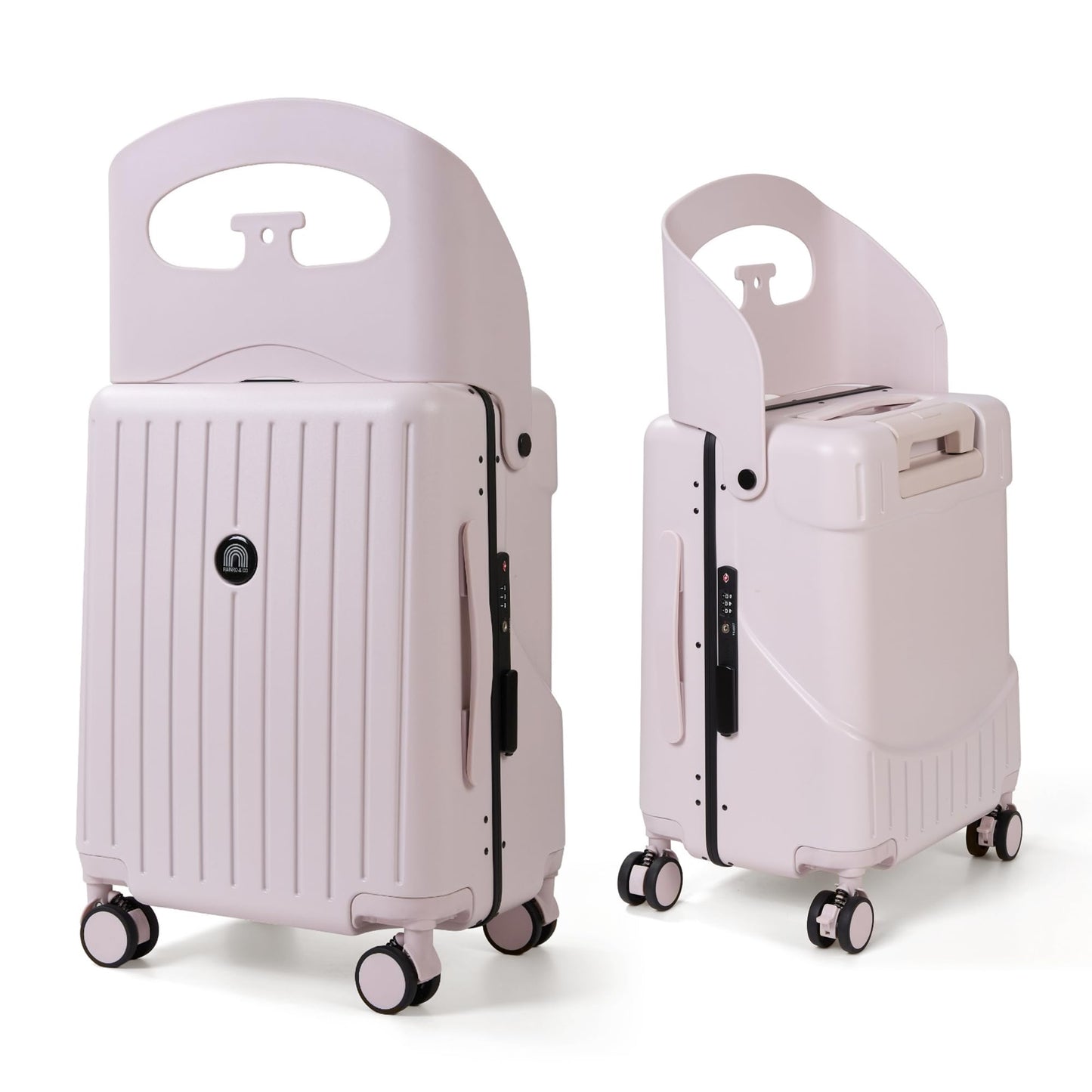RAINRO & CO Butter Beige 20" Ride-On Carry-On Luggage for Kids & Adults with Built-In Seat, Spinner Wheels, and Secure TSA Lock – Durable Hardside Carry-On