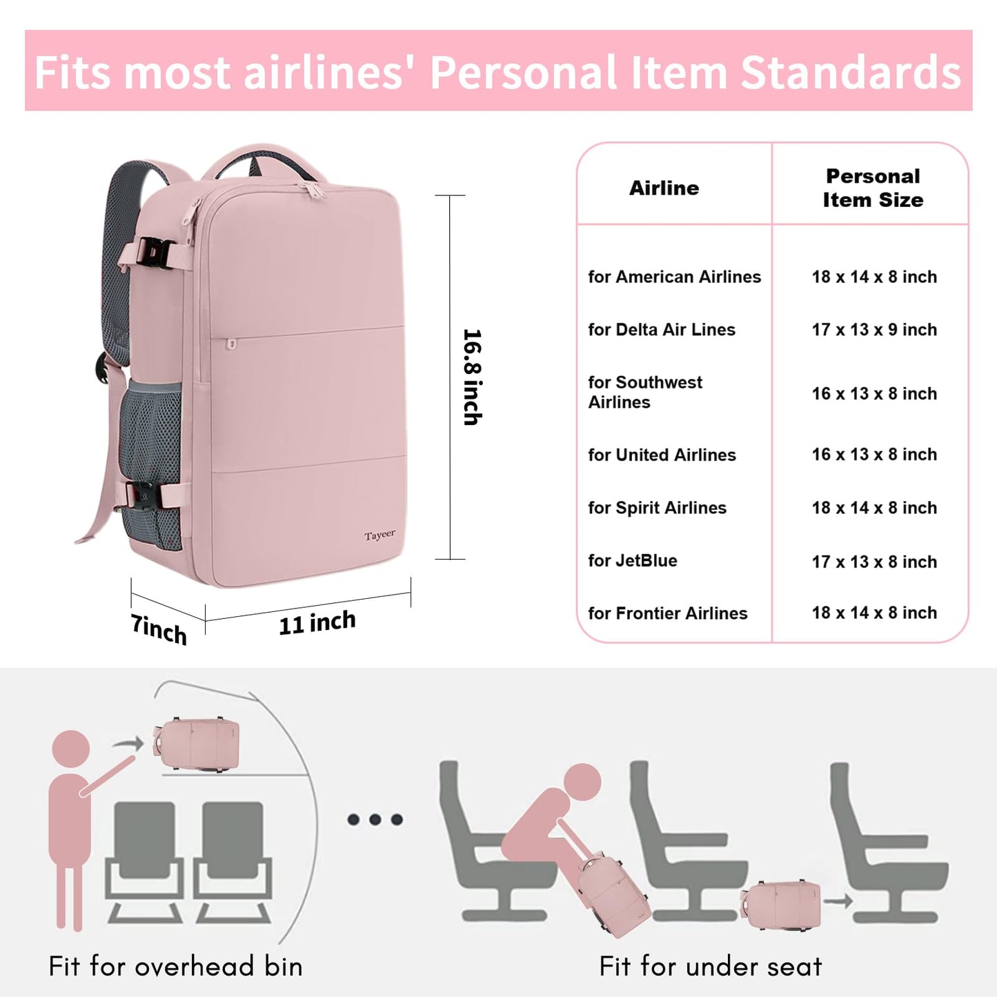 Taygeer Travel Backpack for Women Men, TSA Approved Carry On Backpack with USB Charging Port & Shoe Pouch