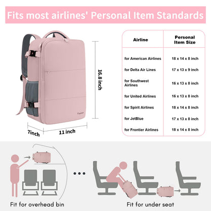 Taygeer Travel Backpack for Women Men, TSA Approved Carry On Backpack with USB Charging Port & Shoe Pouch