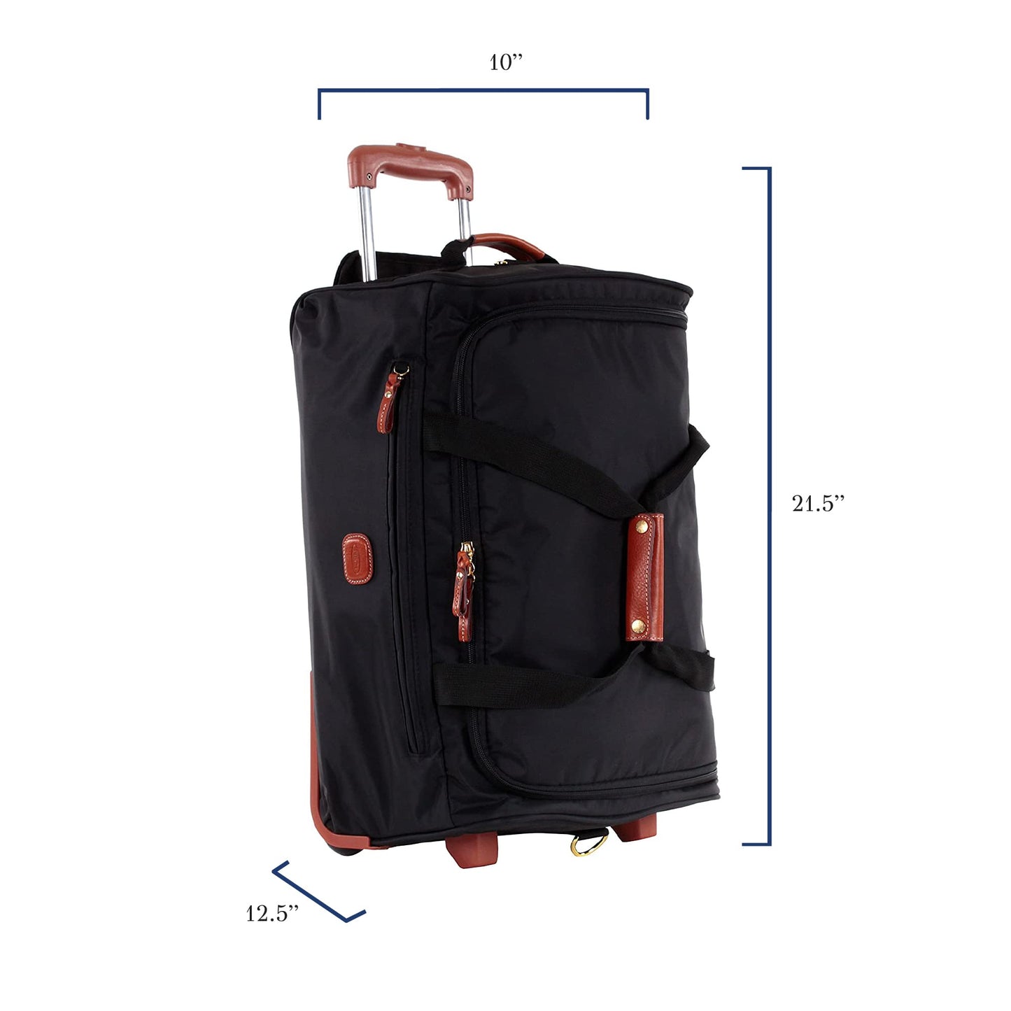 Bric’s X-Bag 21” Rolling Duffel, Water-Resistant Recycled Nylon Carry-On with Silent Wheels & Leather Details