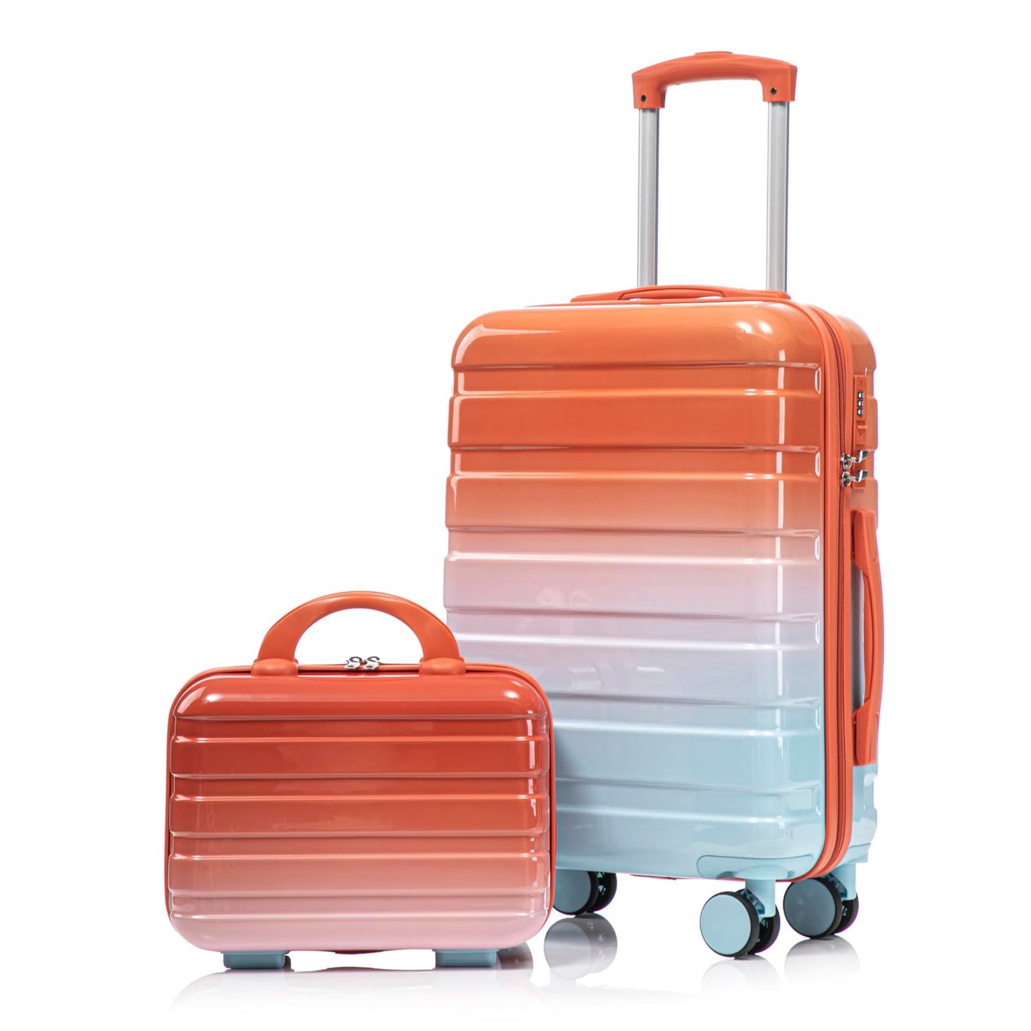 2 pcs/set PC Spinner Wheel Luggage with Gradient Color and Combination Lock
