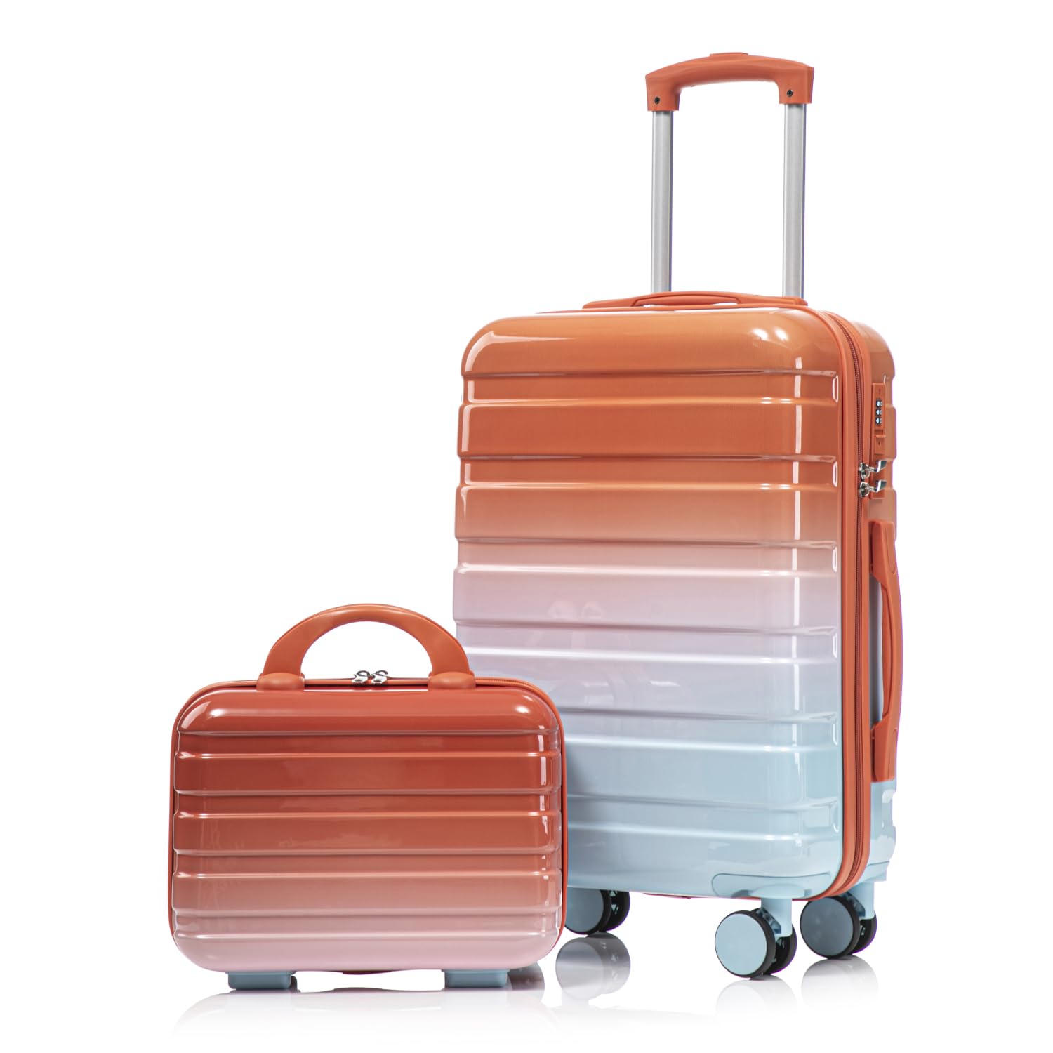 2 pcs/set PC Spinner Wheel Luggage with Gradient Color and Combination Lock