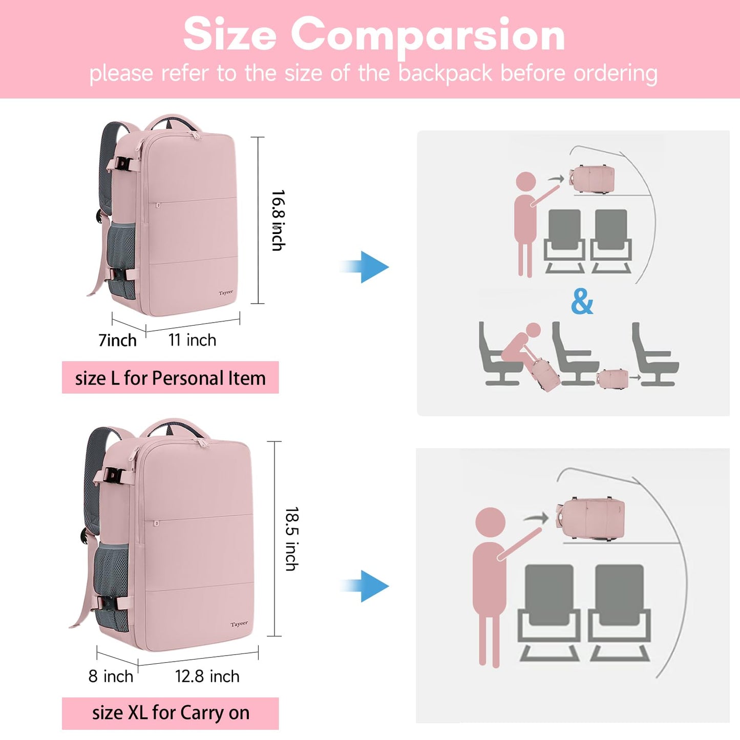 Taygeer Travel Backpack for Women Men, TSA Approved Carry On Backpack with USB Charging Port & Shoe Pouch