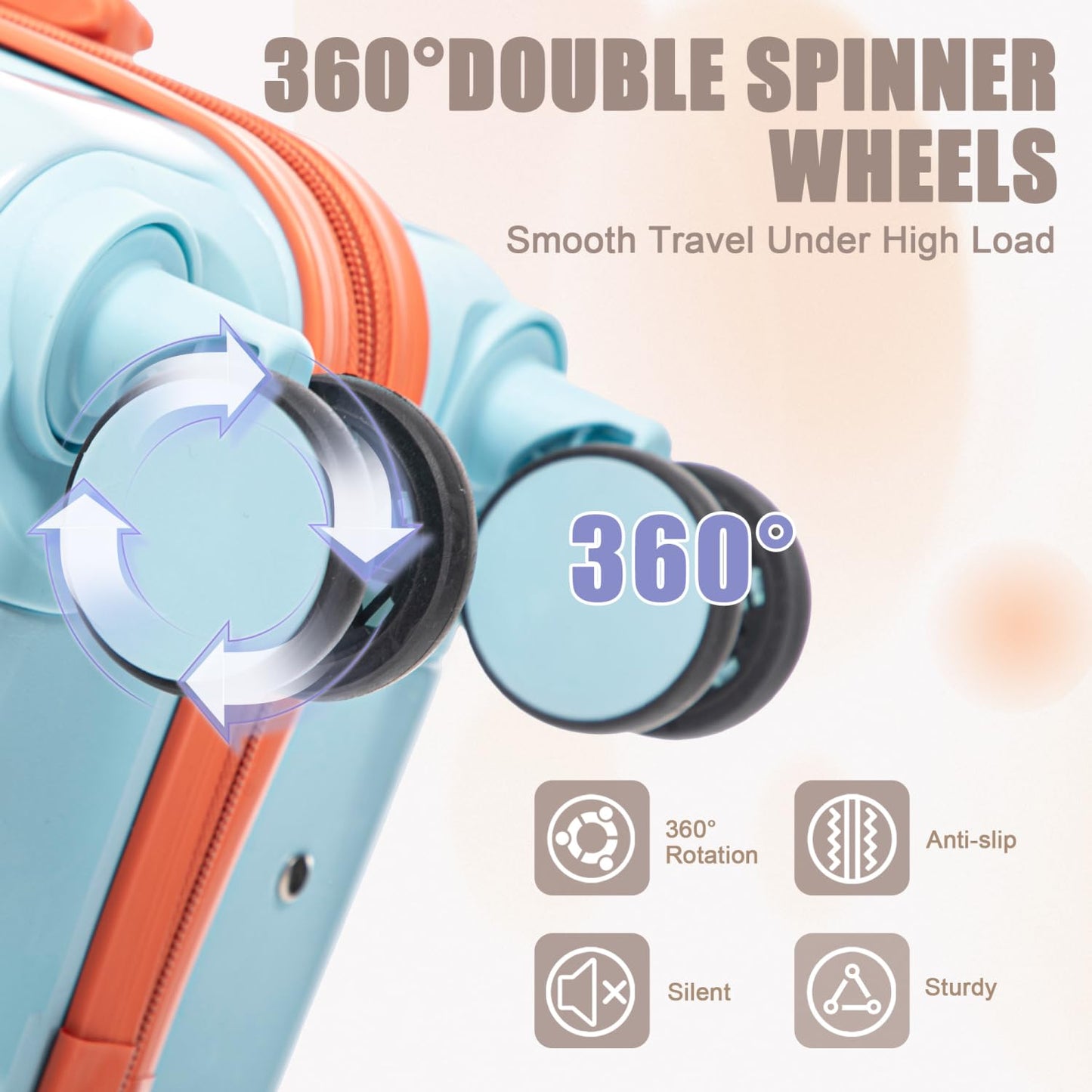 2 pcs/set PC Spinner Wheel Luggage with Gradient Color and Combination Lock