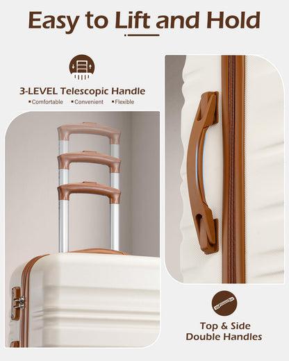 LONG VACATION Luggage Set 4 Piece Luggage Set ABS hardshell TSA Lock Spinner Wheels Luggage Carry on Suitcase