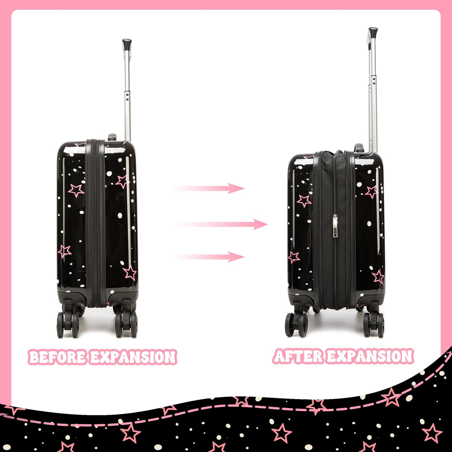 Esteemly Kid's Luggage Set 2 Piece Suitcase Set 16" Hardside Luggage with Spinner Wheels Kids Carry on Suitcase