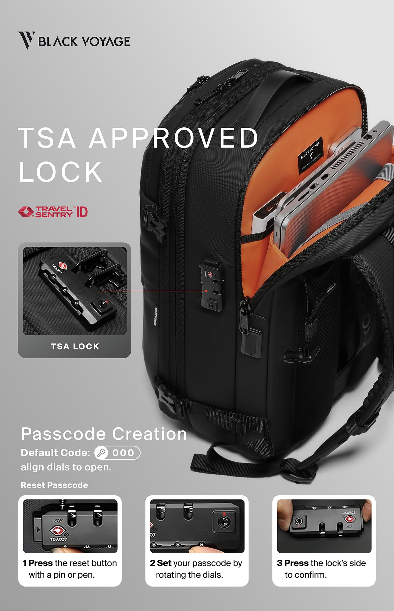 BlackVoyage Vortex Vacuum Seal Travel Backpack 60L Expandable Air Compression System Water Resistant TSA Lock Carry-On