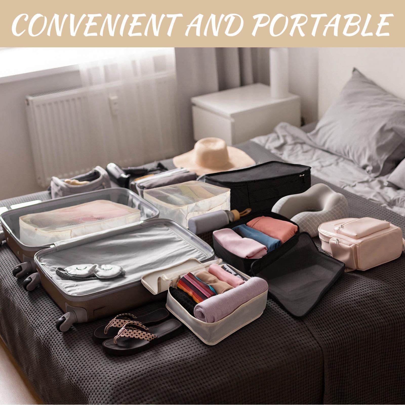 Silkfly 12 Pcs Packing Cubes for Suitcase Travel Luggage Bags Bulk Mesh Organizer Set for Hiking Camping Backpacking Clothes Accessories