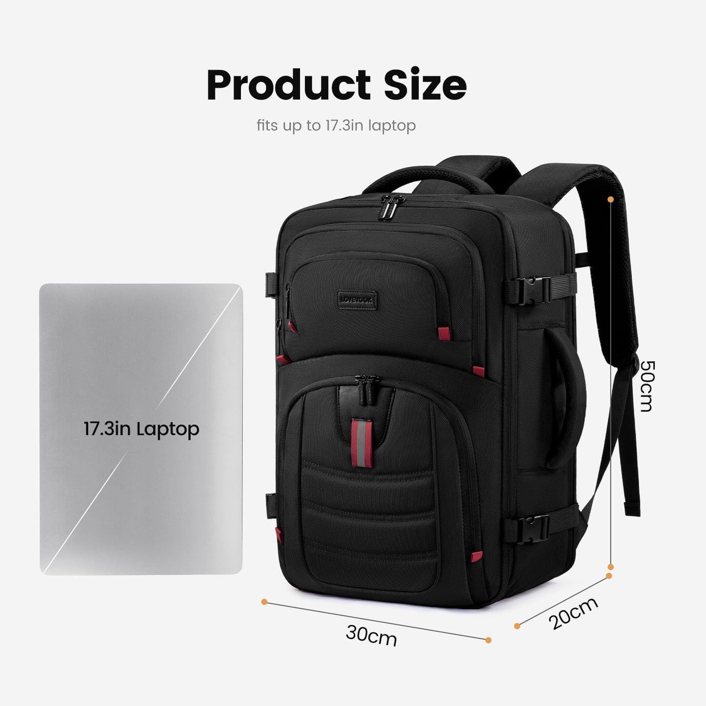 LOVEVOOK 40L Travel Backpack for Men,Airline Approved Carry On Bag with 3 Packing Cubes,TSA Friendly Personal Item Backpack