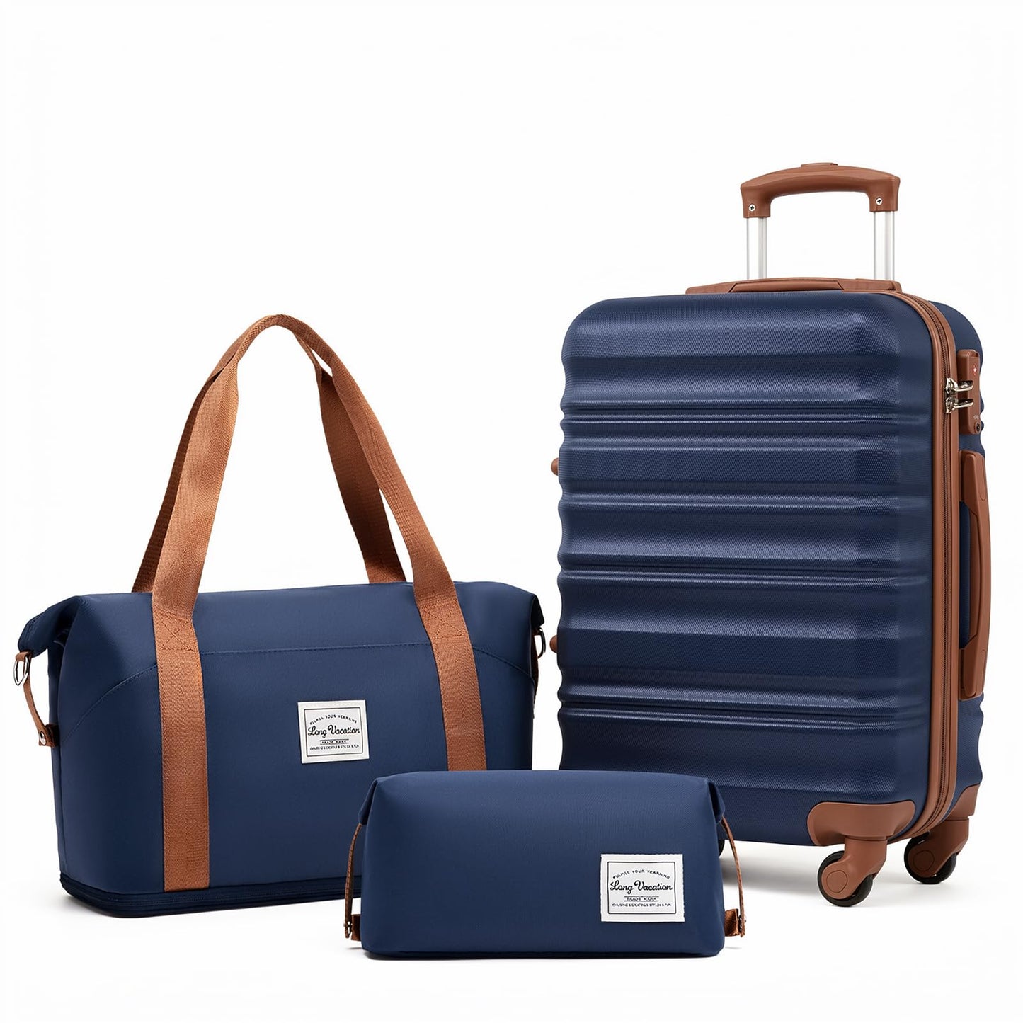 LONG VACATION Luggage Set 4 Piece Luggage Set ABS hardshell TSA Lock Spinner Wheels Luggage Carry on Suitcase