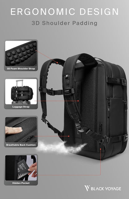 BlackVoyage Vortex Vacuum Seal Travel Backpack 60L Expandable Air Compression System Water Resistant TSA Lock Carry-On