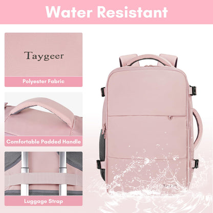 Taygeer Travel Backpack for Women Men, TSA Approved Carry On Backpack with USB Charging Port & Shoe Pouch