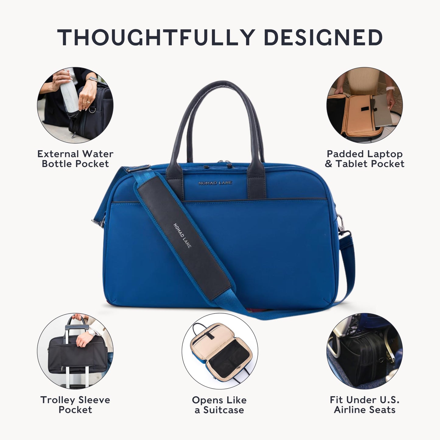 Nomad Lane The Bento Bag Carry-On Luggage Duffel Bag, Durable & Lightweight Suitcase. Personal Item Weekender Overnight Travel Bag for Men & Women