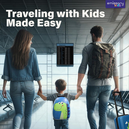 emissary Kids Luggage with Wheels, Hardside Toddler Carry On Suitcase Set, Lightweight Rolling Travel Bag for Boys and Girls, Airline Approved Travel Gifts - Dinosaur