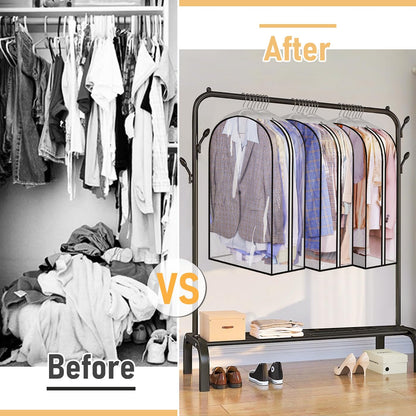 MISSLO 10" Gusseted All Clear Garment Bags for Hanging Clothes 40" Suit Bags for Closet Storage Hanging Clothes Storage Bags for Shirts, Coats, Dresses, 3 Packs