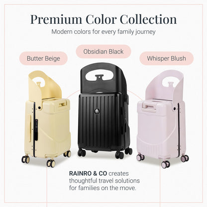 RAINRO & CO Butter Beige 20" Ride-On Carry-On Luggage for Kids & Adults with Built-In Seat, Spinner Wheels, and Secure TSA Lock – Durable Hardside Carry-On