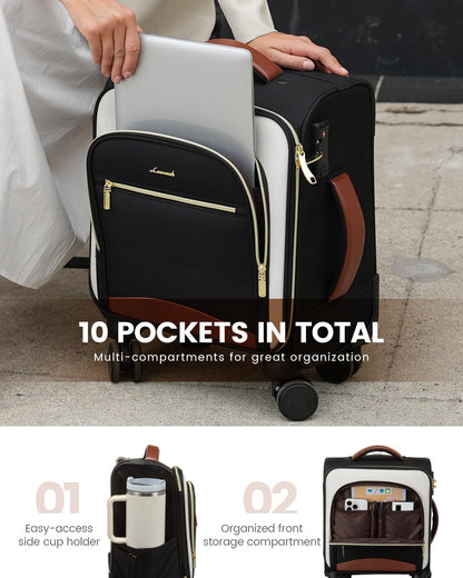 LOVEVOOK Carry on Luggage Lightweight Suitcase with DOUBLE Spinner Wheels and TSA Lock for Women