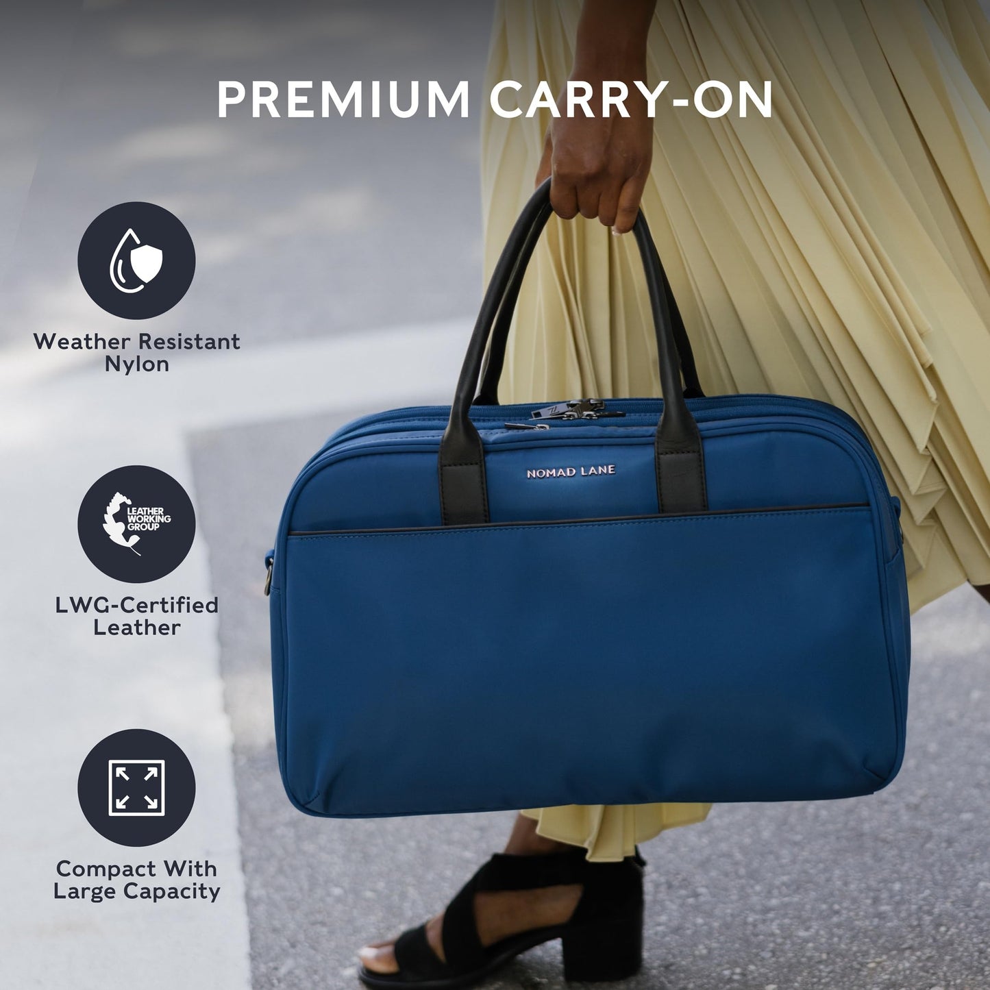 Nomad Lane The Bento Bag Carry-On Luggage Duffel Bag, Durable & Lightweight Suitcase. Personal Item Weekender Overnight Travel Bag for Men & Women