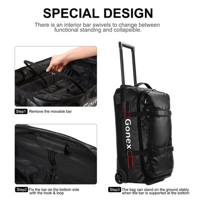 Gonex Rolling Duffle Bag with Wheels, 30L 70L 100L Water Repellent Wheeled Travel Duffel Luggage with Rollers