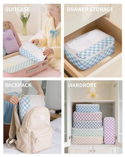 Narwey 7 Set Packing Cubes for Travel Carry on Suitcase Luggage Organizer Bags for Kids Women Men, Durable Packing Organizers Bag, Travel Essentials Accessories