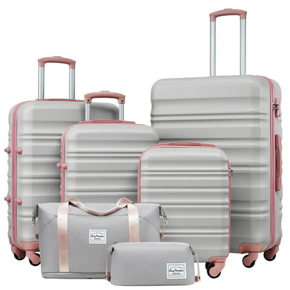 LONG VACATION Luggage Set 4 Piece Luggage Set ABS hardshell TSA Lock Spinner Wheels Luggage Carry on Suitcase