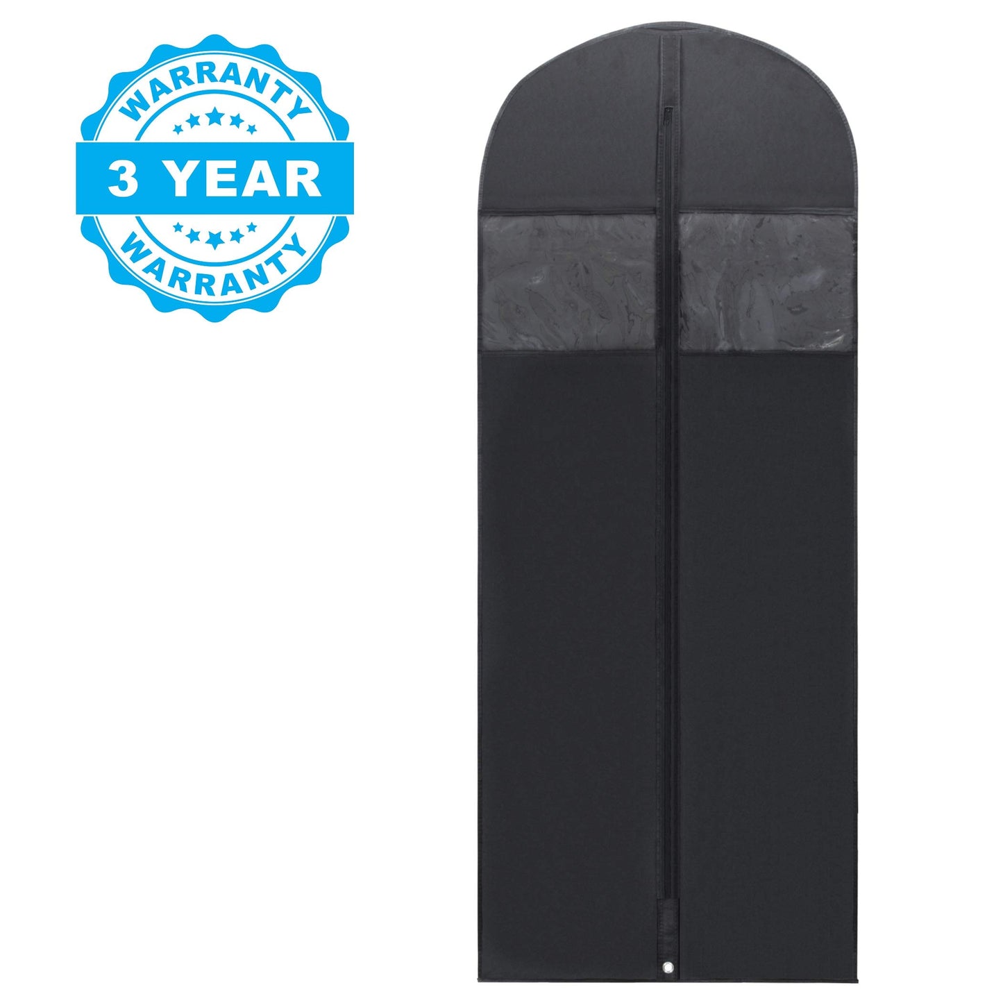 Plixio 60” Black Garment Bags for Hanging Clothes, Men Suit Bag for Travel and Clothing Closet Storage of Women Dress, Shirts, Coats, Suit Cover - Includes Zipper and Transparent Window