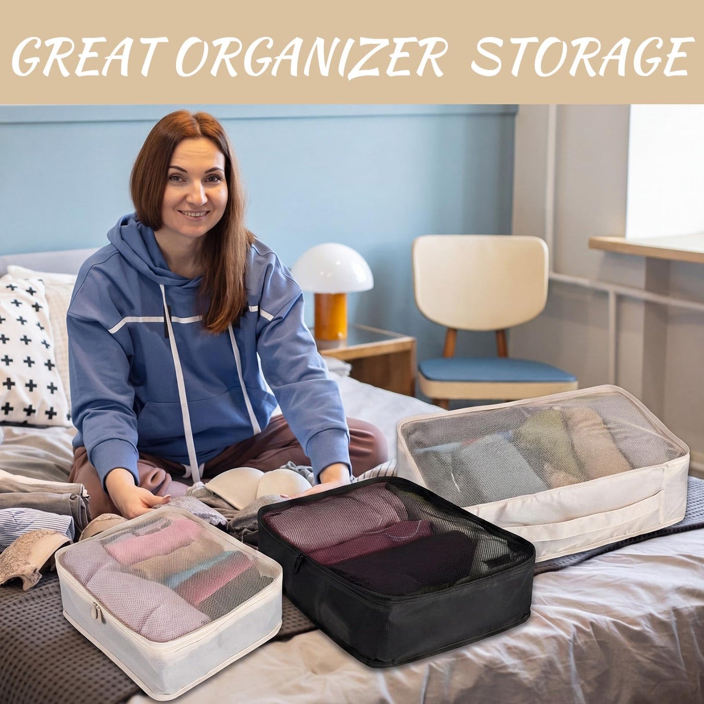 Silkfly 12 Pcs Packing Cubes for Suitcase Travel Luggage Bags Bulk Mesh Organizer Set for Hiking Camping Backpacking Clothes Accessories